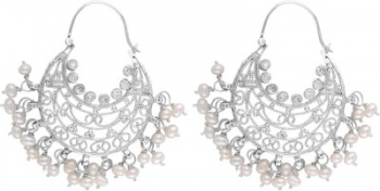 Exclusive Indian top design pure silver freshwater pearl chandbali earrings